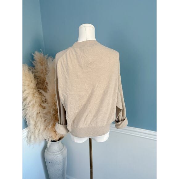 Zara Tan Wool Sweater Size Small V Neck - Picture 4 of 5
